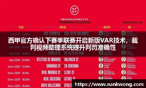 西甲官方确认下赛季联赛开启新版VAR技术，裁判视频助理系统提升判罚准确性